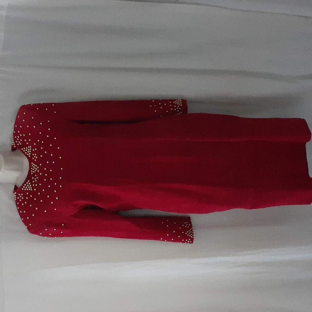 Pia Rucci Vintage Rare Red Suede Leather Dress Size 12 Gold Stud Avant G…